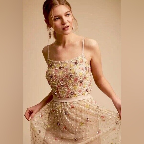 BHLDN Syrah Floral Sequin Embellished Dress - Picture 5 of 12